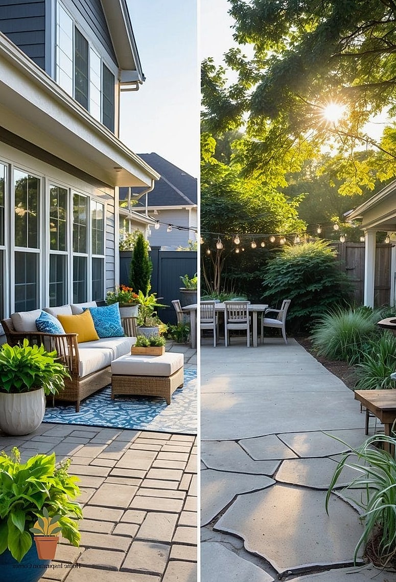 The Boring Rectangle to Curved Flagstone Patio