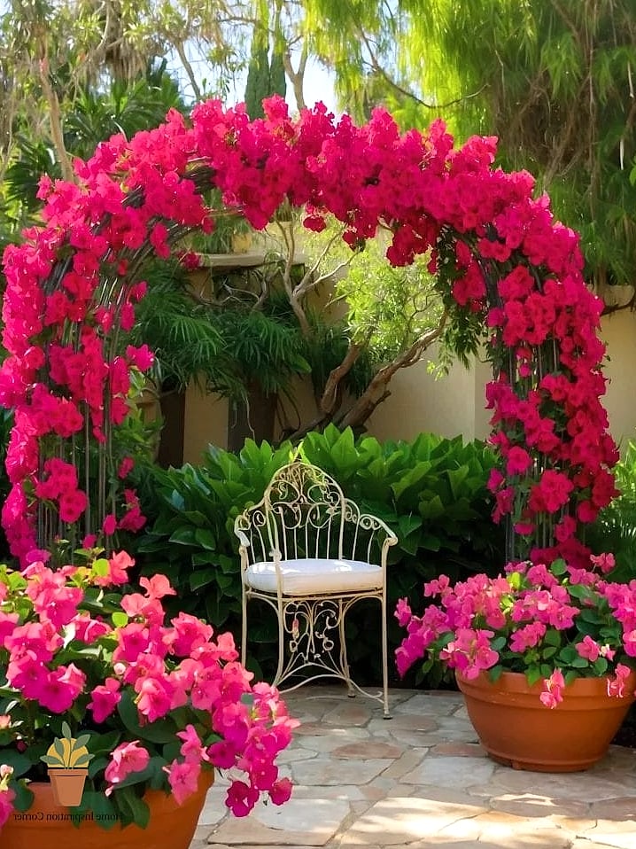 Bougainvillea and Colorful Trellis Combo