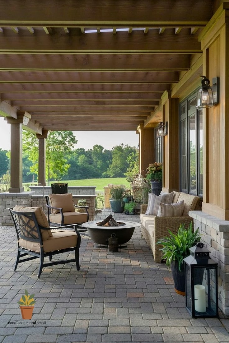 Brick Paver Flooring with Herringbone Pattern