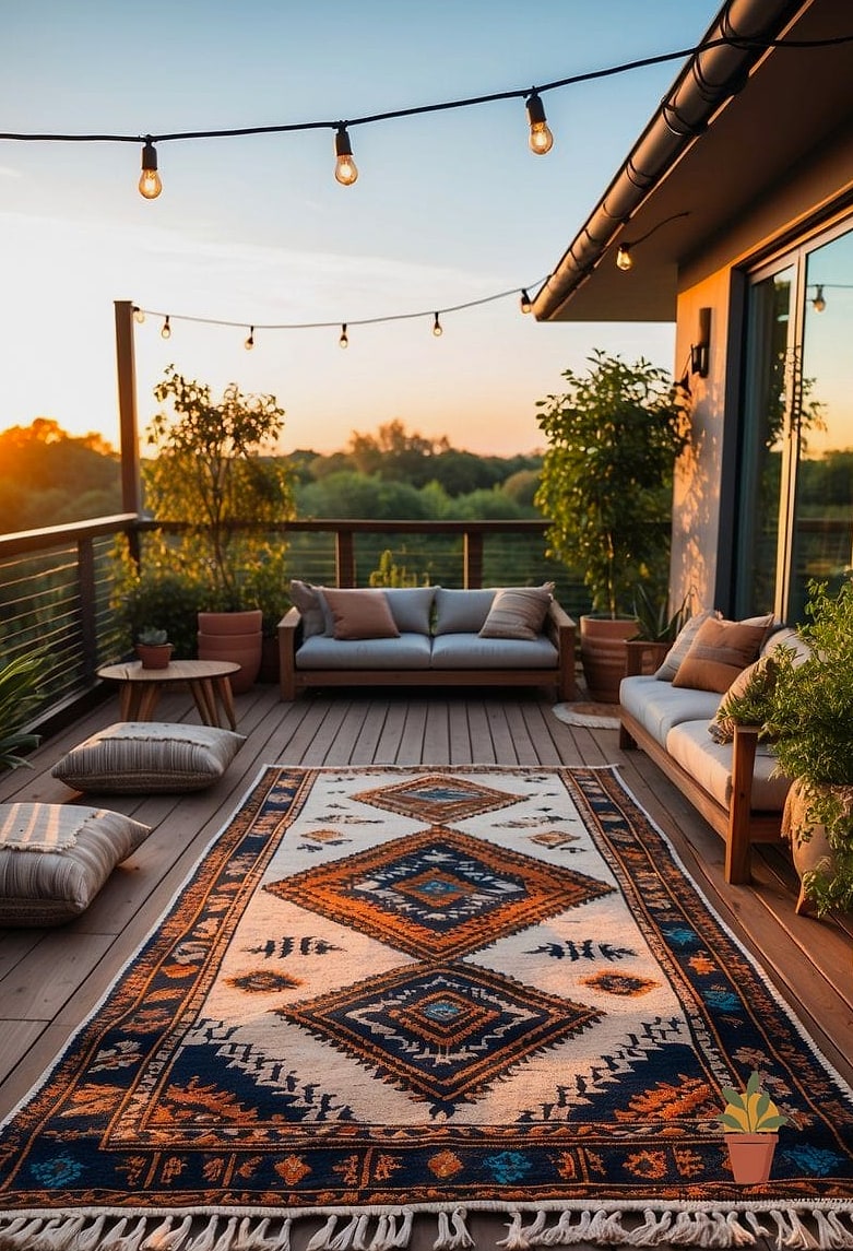 Bring in an Outdoor Rug with a Geometric Pattern