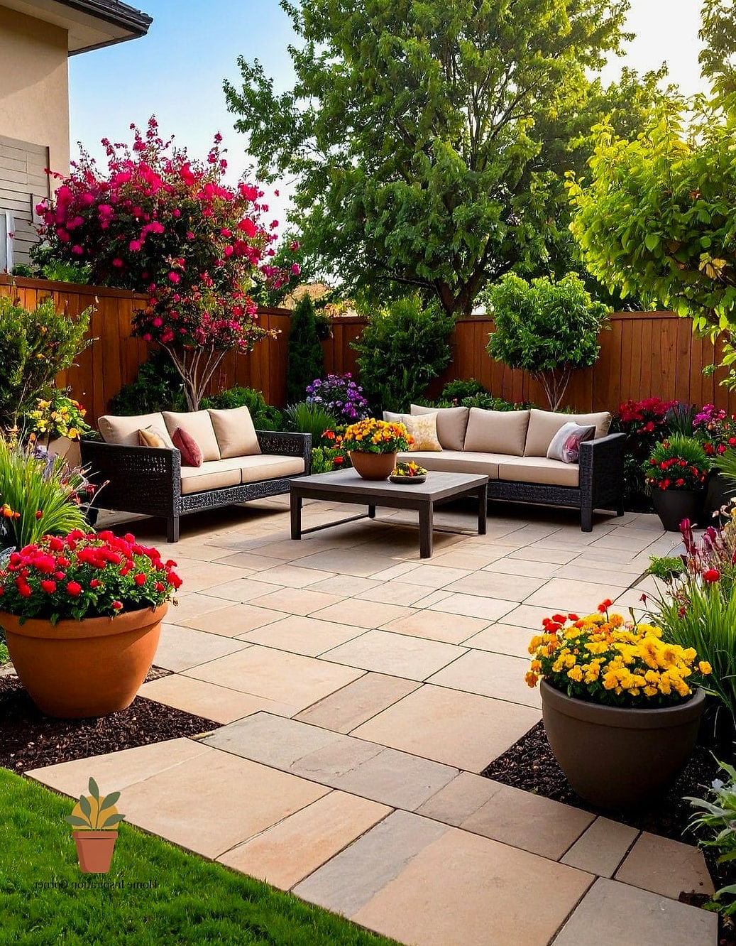Budget Paver Patio with Container Gardens