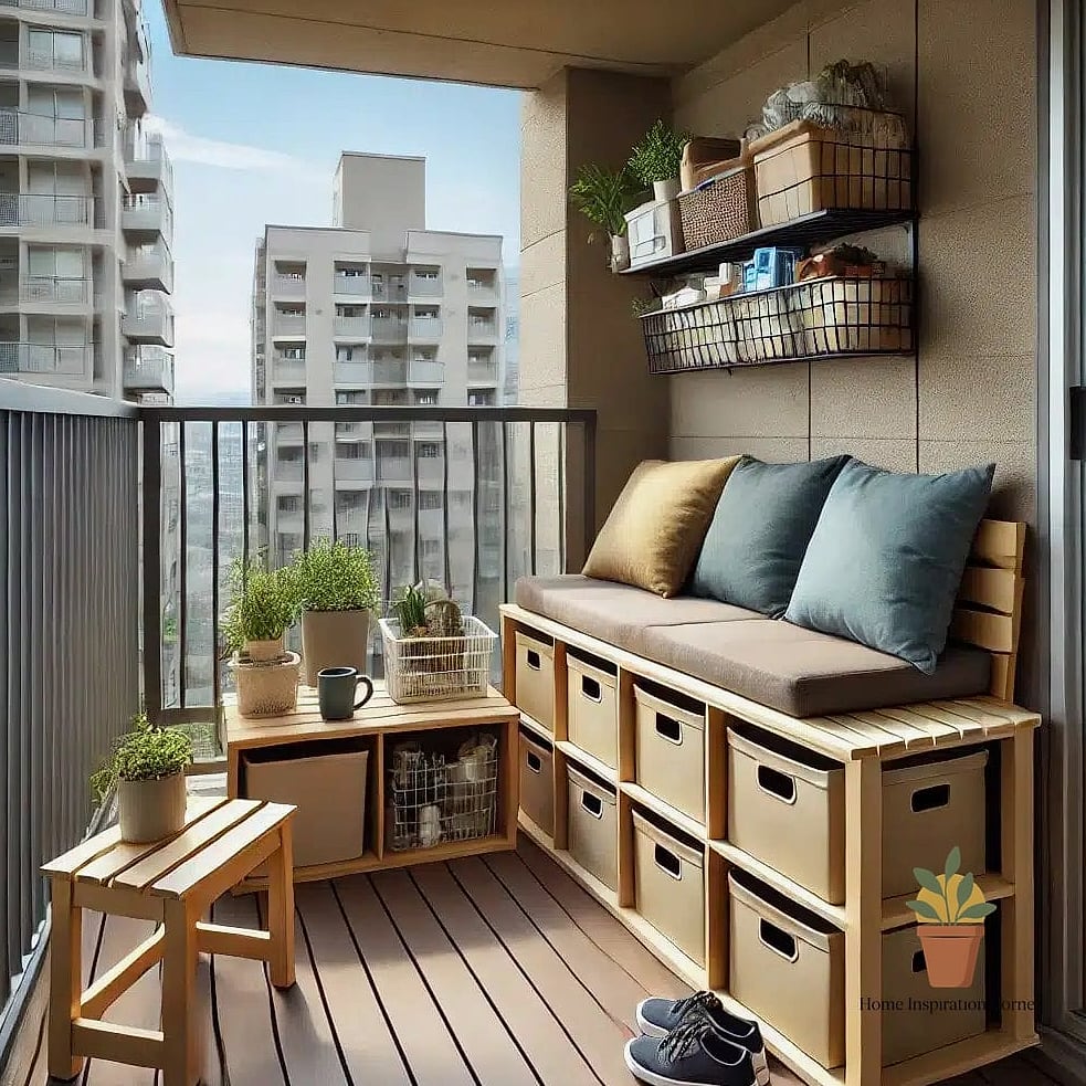 11 Creative Balcony Storage Ideas Ideas You Haven't Seen Before 12 A Built-In Bench Seat with a Weatherproof Liner