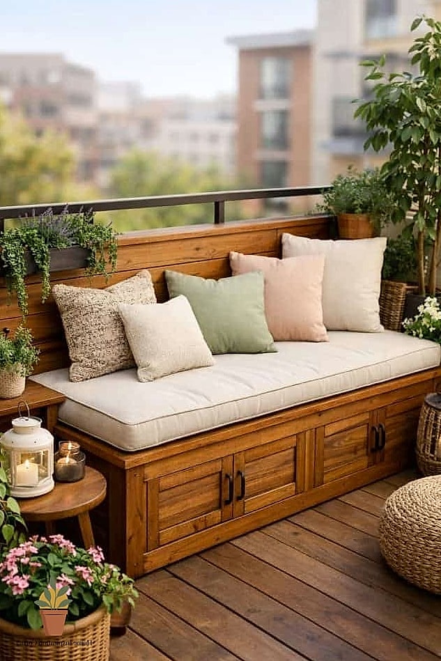 Built-In Bench Along the Railing
