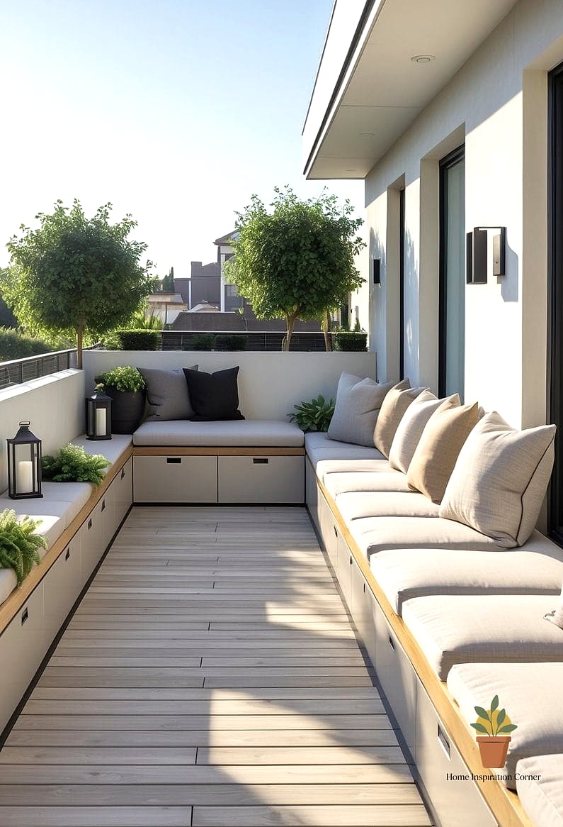 25 Home Terrace Ideas Ideas That Will Transform Your Space 4 Built-In Bench Seating with Storage