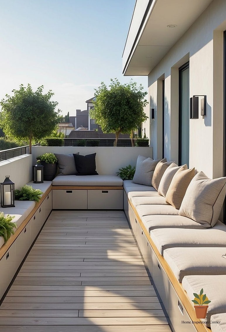 Built-In Bench Seating Along the Walls