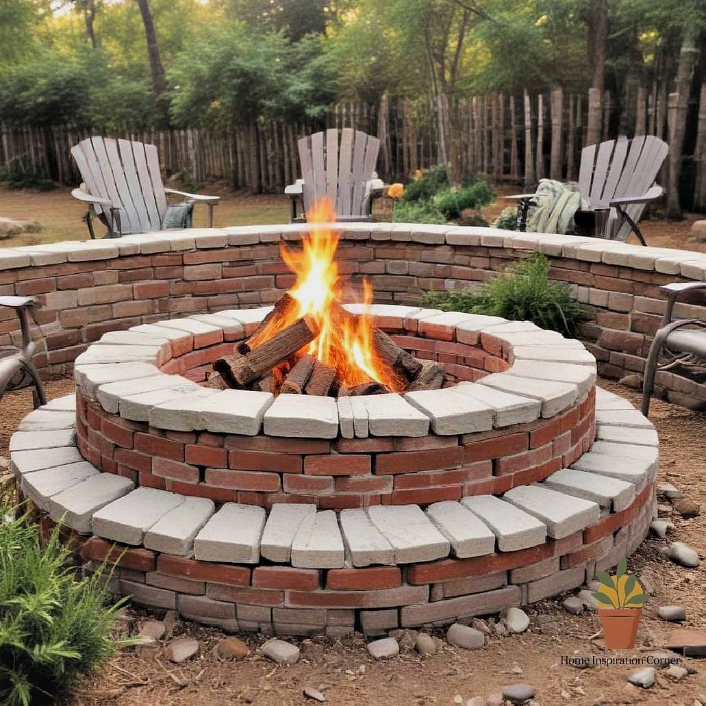 Built-In Brick Fireplace Style Pit
