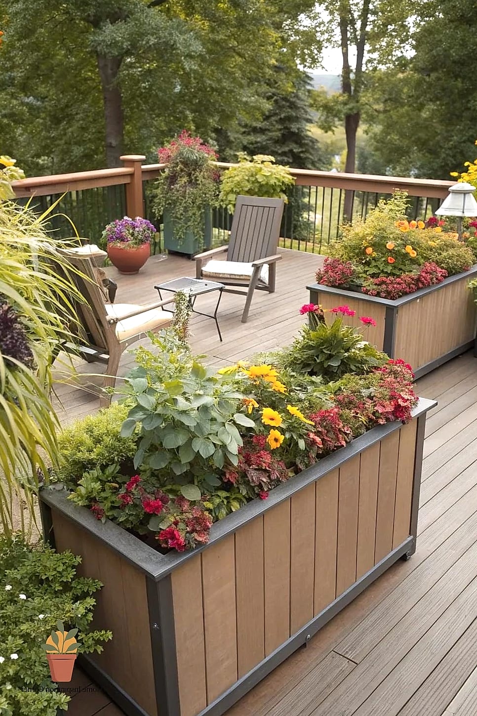 18 Deck Decor Designs That Maximize Style and Function 13 A Built-In Planter Box Railing