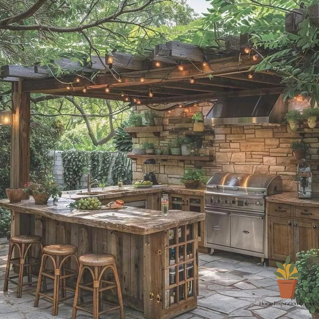 23 Creative Dapur Outdoor Ideas You Haven't Seen Before 17 Built-In Smoker Alongside a Traditional Grill