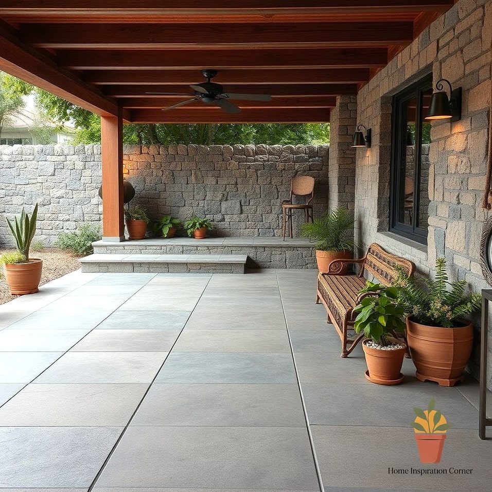 Cement Tile-Look Patios with Bold Patterns