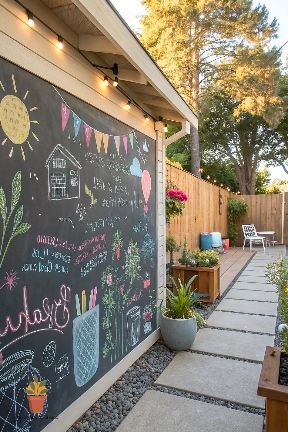 Chalkboard-Painted Fence Panel