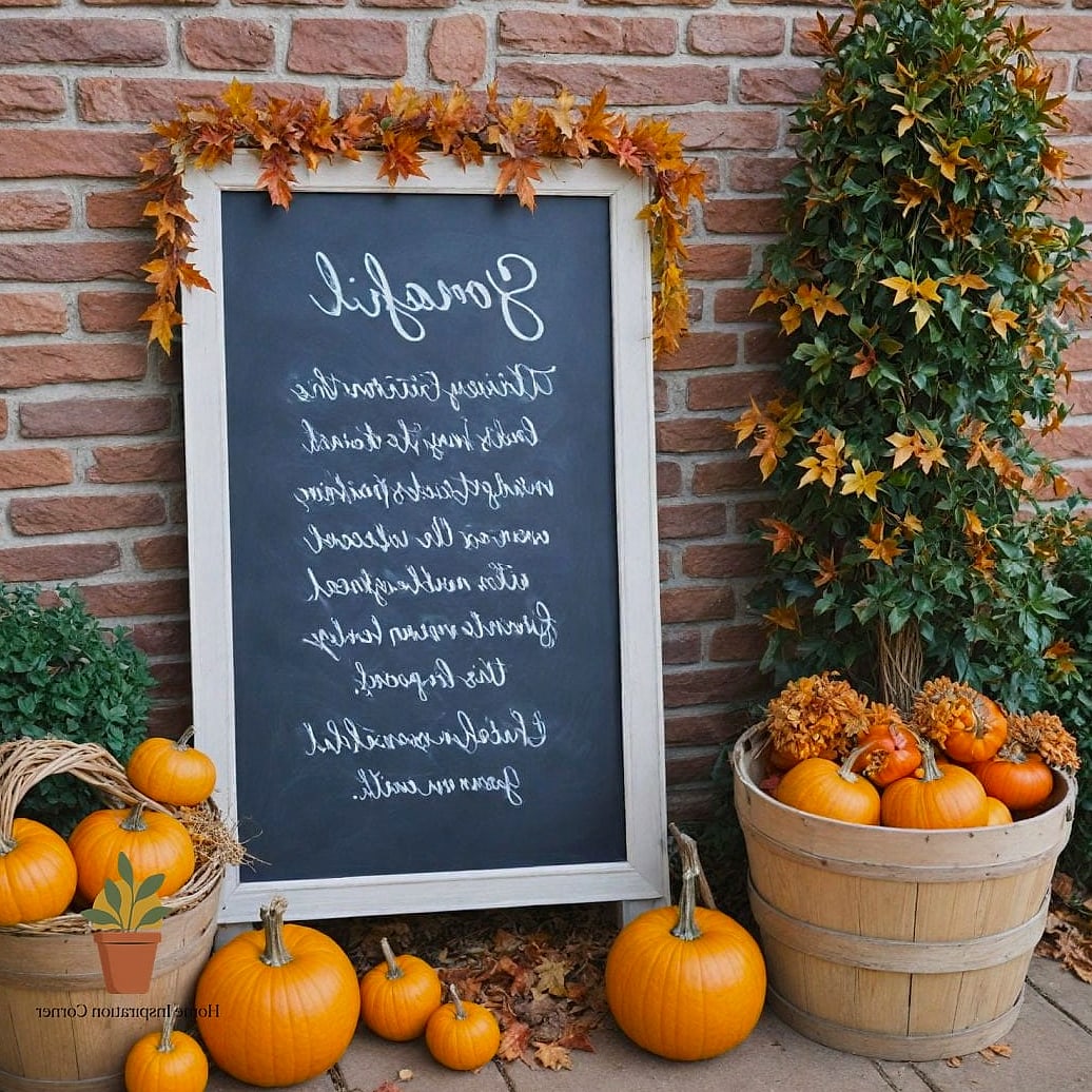 23 Outdoor Fall Decor Ideas Designs That Maximize Style and Function 17 A Chalkboard or Wood Sign with a Seasonal Greeting