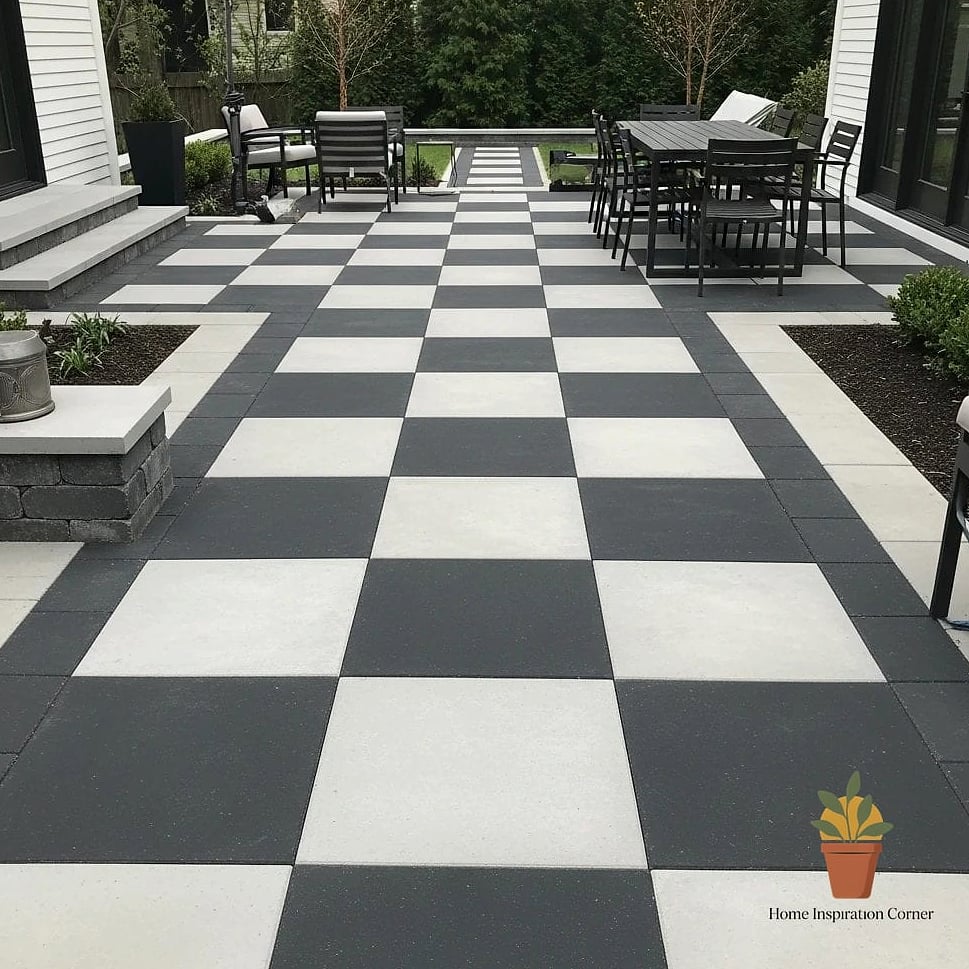 20 Paver Patio Ideas Ideas That Work in Any Size Home 10 Checkerboard Paver Pattern