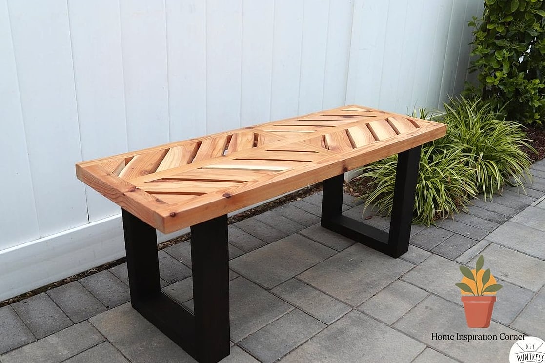 22 Diy Bench Outdoor Ideas That Are Both Stylish and Practical 21 Chevron Pattern Bench Top