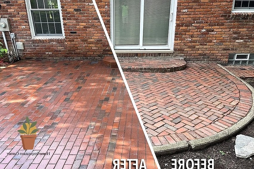 The Chipped Brick Patio to Refinished Herringbone Layout