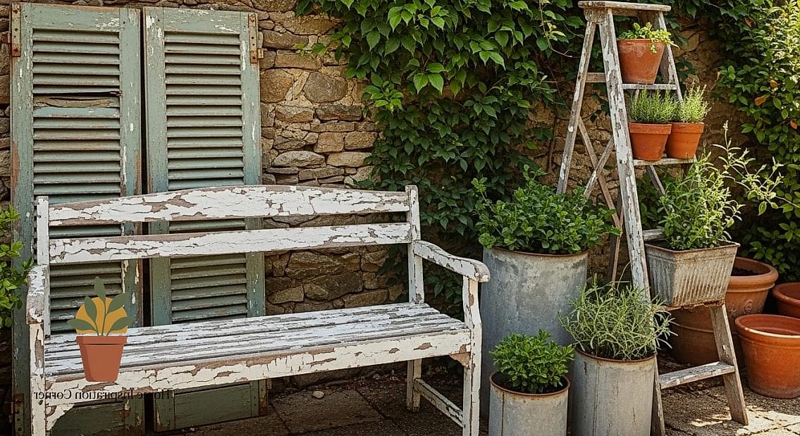 Chippy Paint Garden Bench