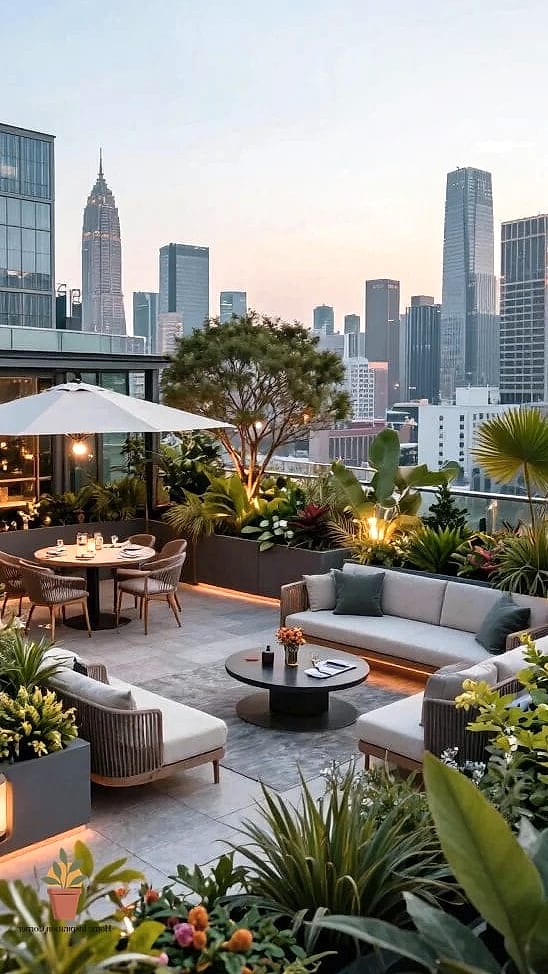 11 Penthouse Garden Rooftop Terrace Tips From Top Interior Designers 3 Choose Furniture That Can Handle Weather Without Looking Institutional