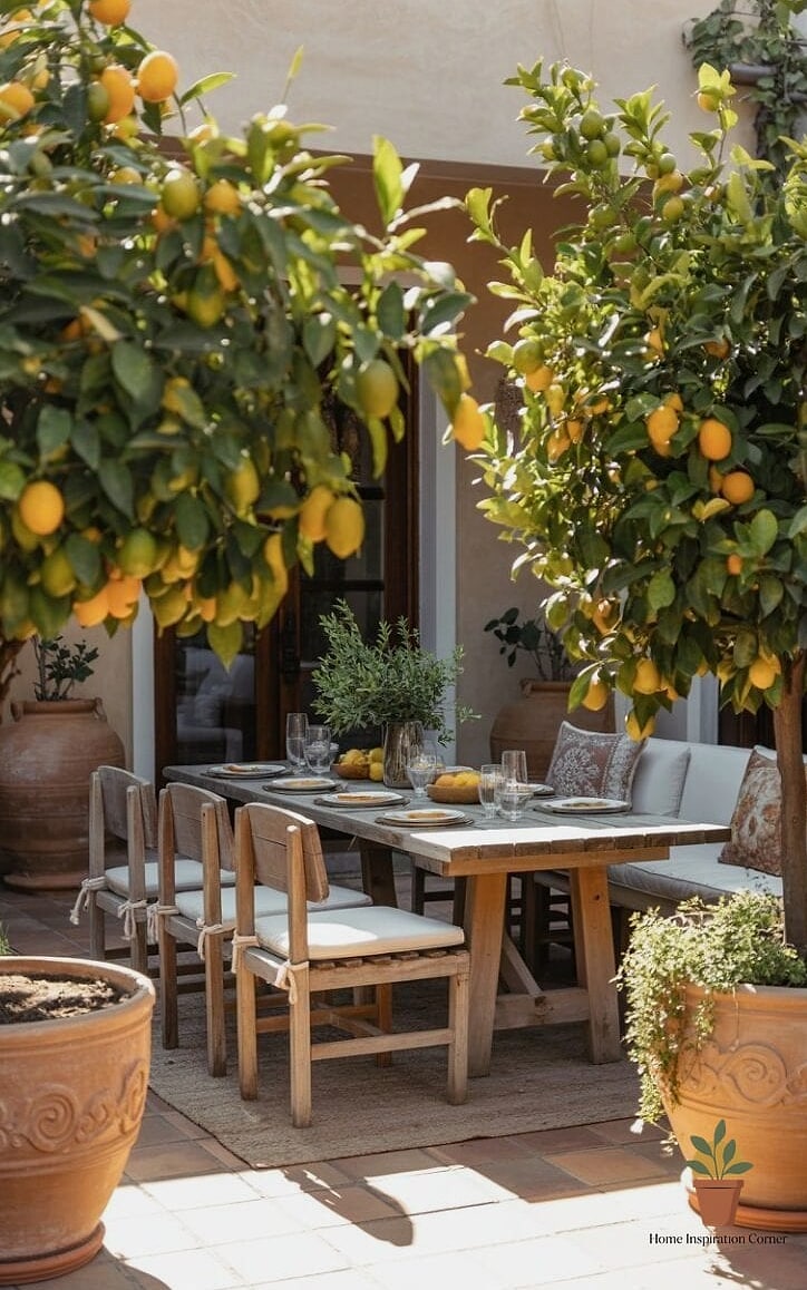 21 Creative Patio Andaluz Ideas You Haven't Seen Before 10 Citrus Trees in Oversized Glazed Urns