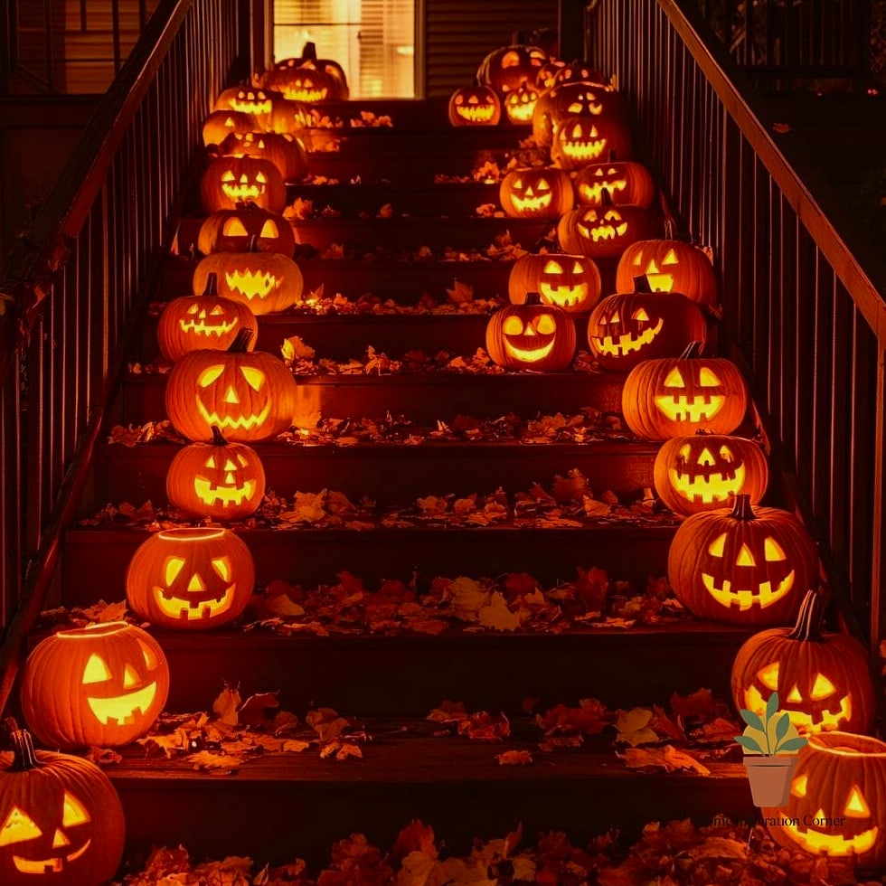 Classic Pumpkin Staircase Display