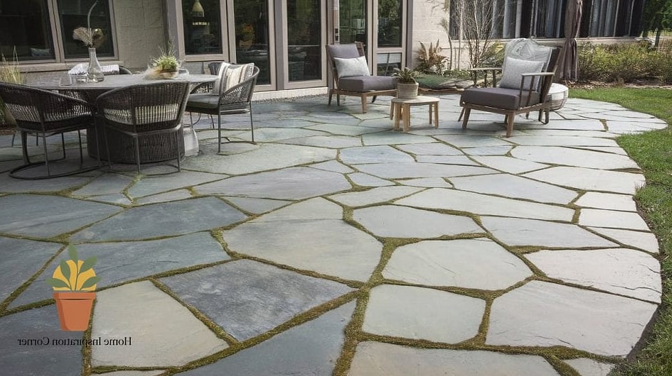 Classic Random Flagstone with Wide Gravel Joints