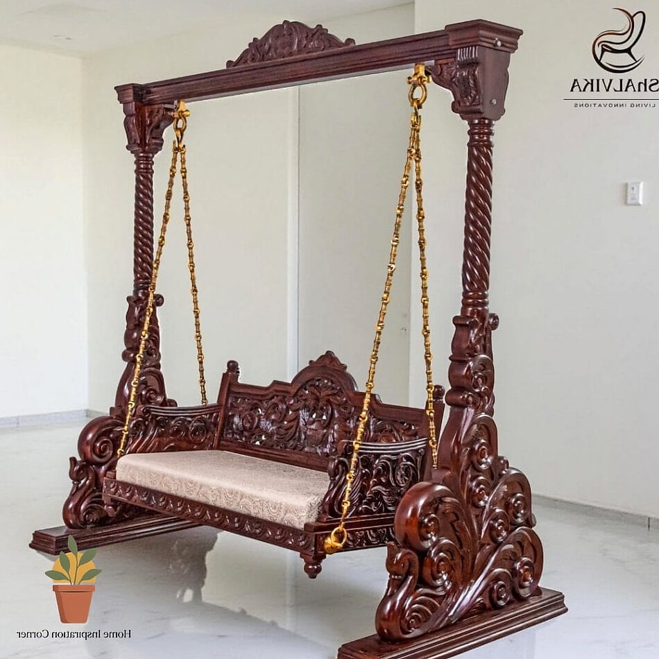 Classic Wooden Jhula with Rope Suspension