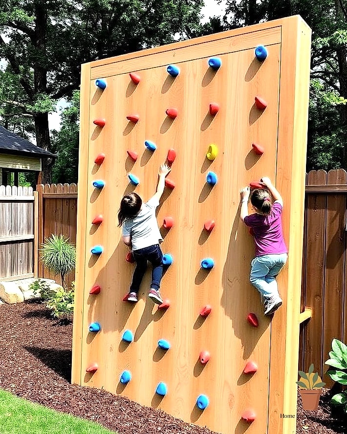 Climbing Wall Built Into a Retaining Wall or Fence