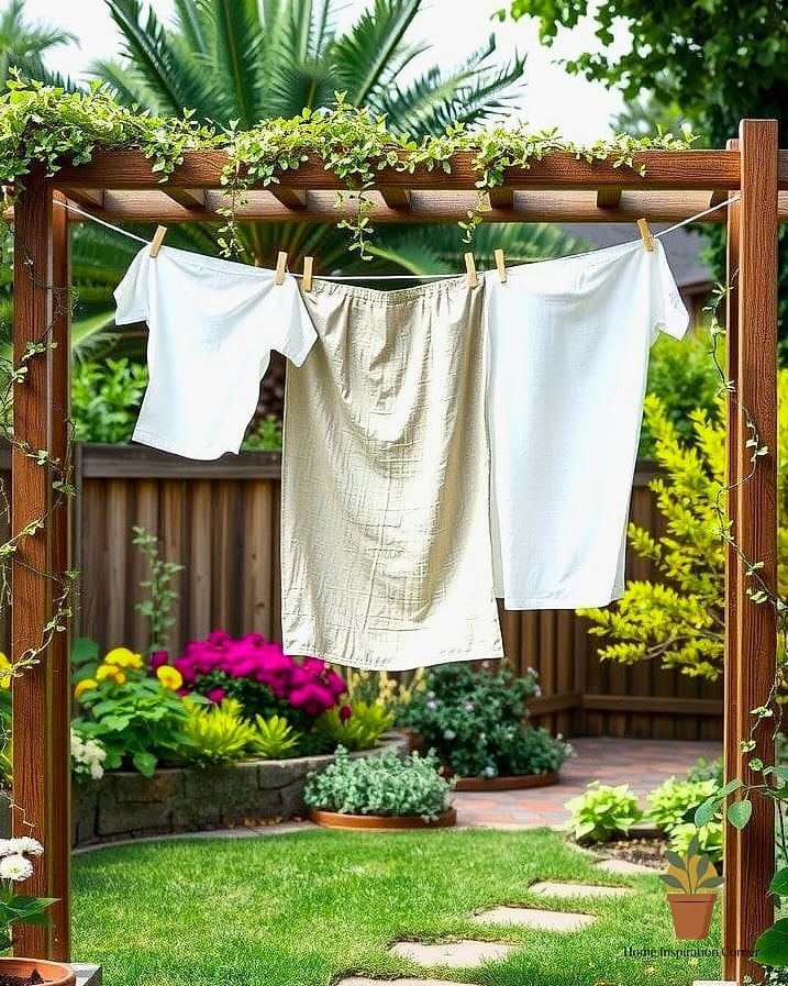 Clothesline Built Into a Garden Shed Wall