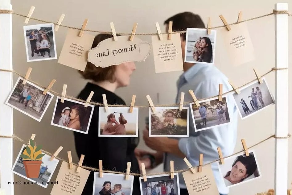 Clothesline Photo and Herb Display