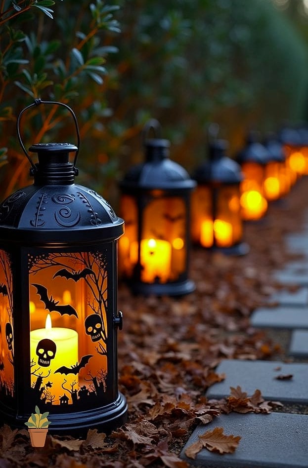 A Cluster of Lanterns With Flickering Candlelight