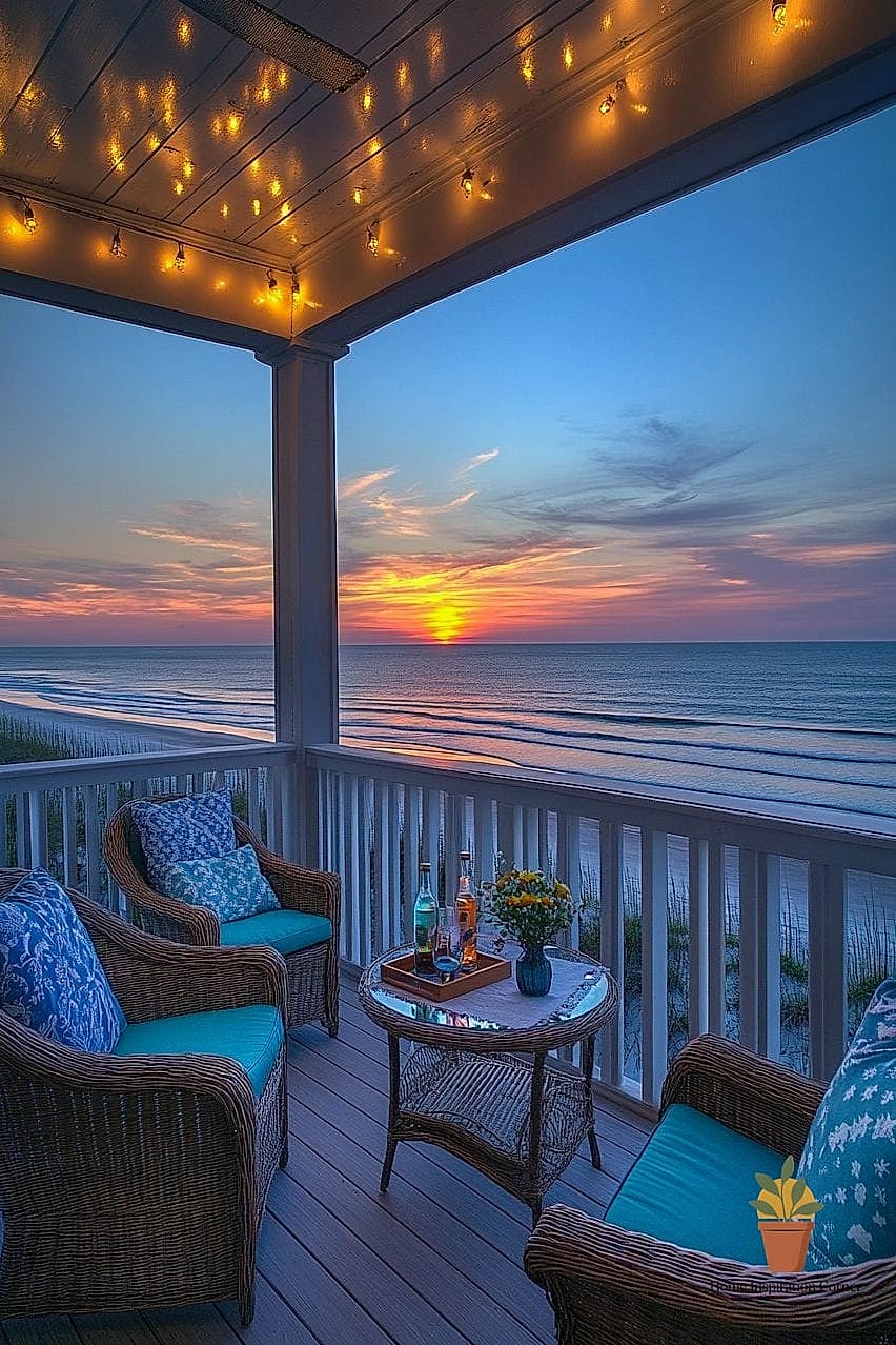11 Balcony Design Exterior Inspiration Boards You'll Want to Copy 7 Coastal Balcony with Light Woods and Blues
