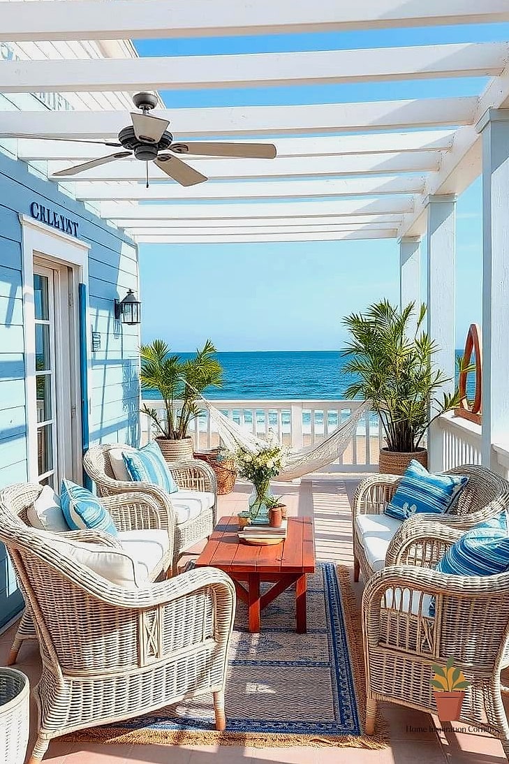 Coastal Terrace with Light Blue and White Palette