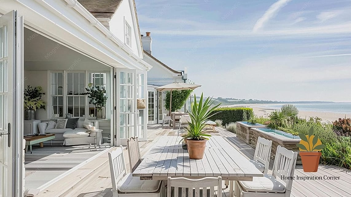 Coastal Terrace with White and Blue Palette