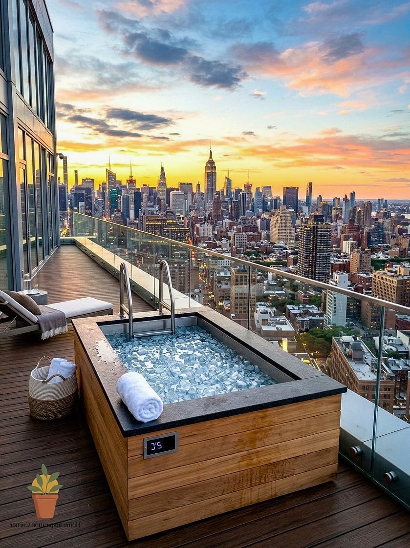 Cold Plunge Tub Paired With a Cedar Sauna Box