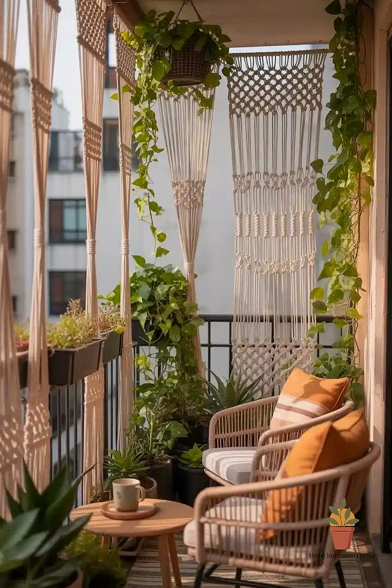 Colorful Macrame Privacy Panels