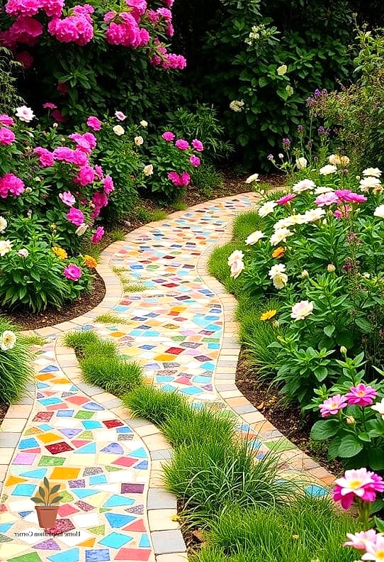 Colorful Tile Accent on an Outdoor Bar