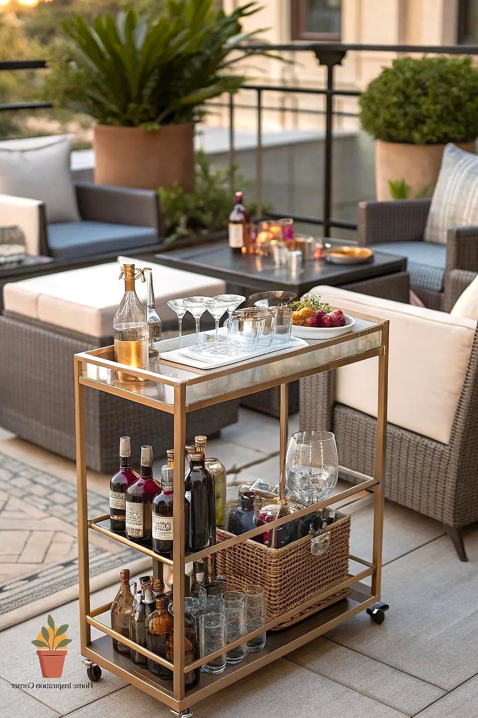 Compact Bar Cart for Small Patios