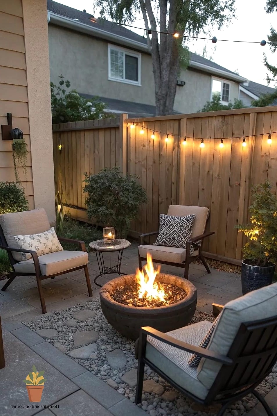 23 Small Outdoor Patio Ideas Designs You Need to See Right Now 9 Compact Fire Pit Zone