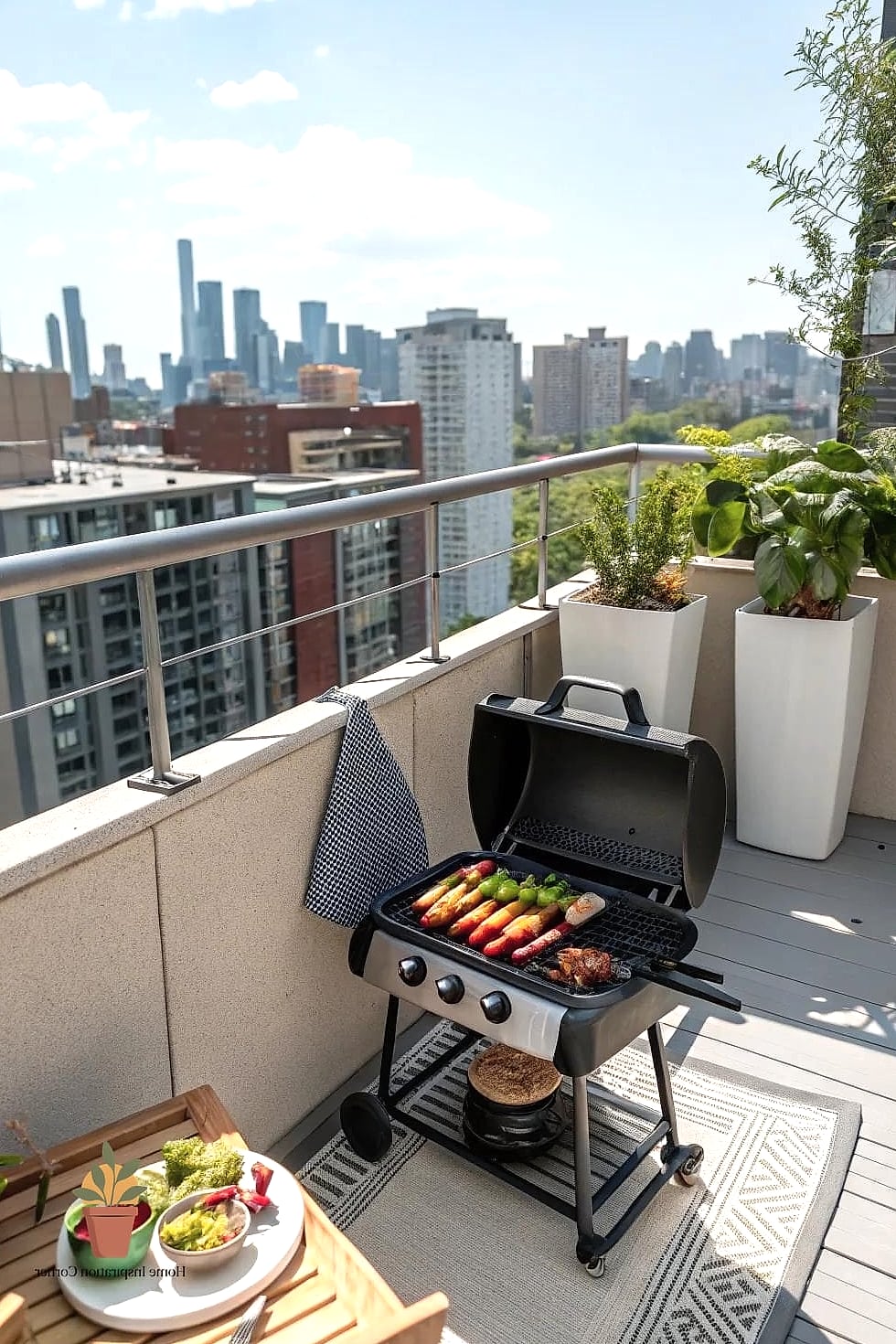 Compact Grill Cart for Small Terraces
