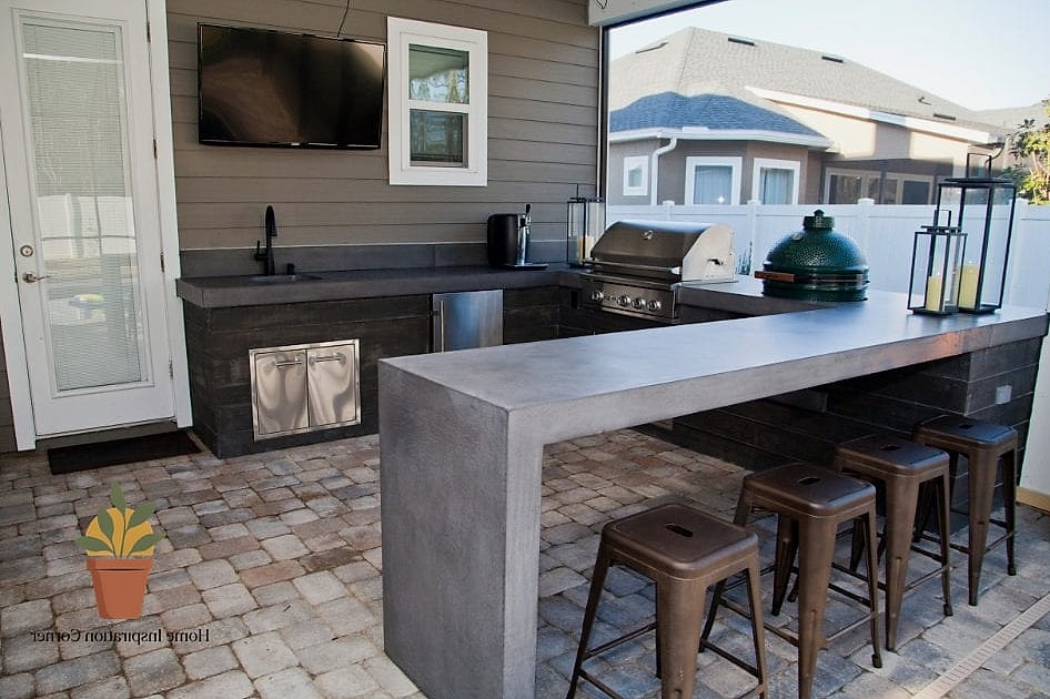 Concrete Bar with Waterfall Edge