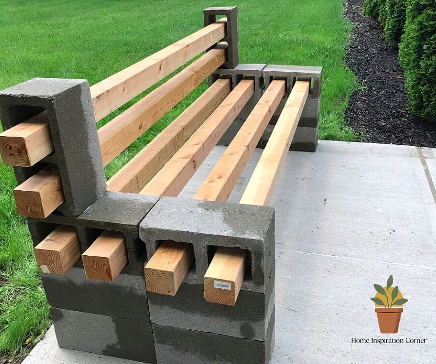 22 Diy Bench Outdoor Ideas That Are Both Stylish and Practical 6 Concrete Bench with Wood Top