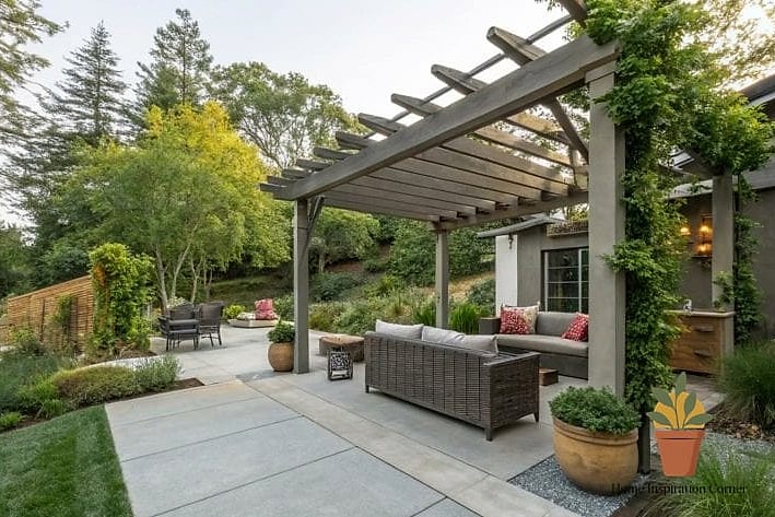 Concrete Patio Paired with a Pergola