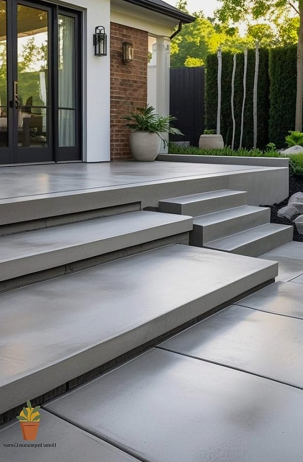 Concrete Steps and Patio in One Continuous Pour