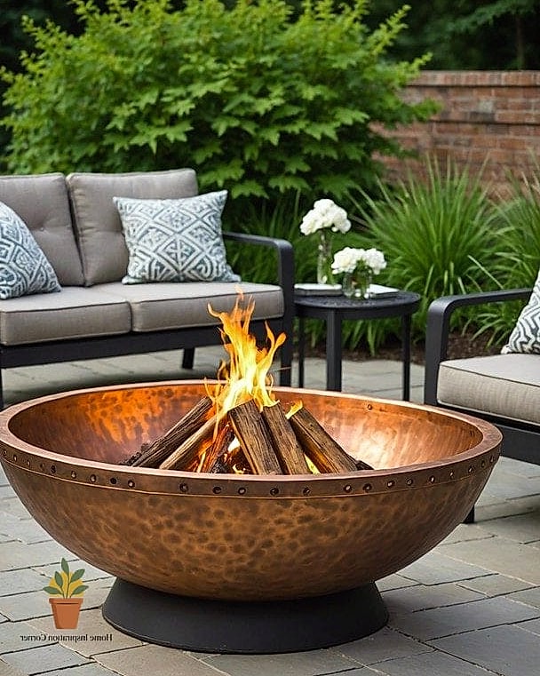Copper Fire Bowl on a Stand