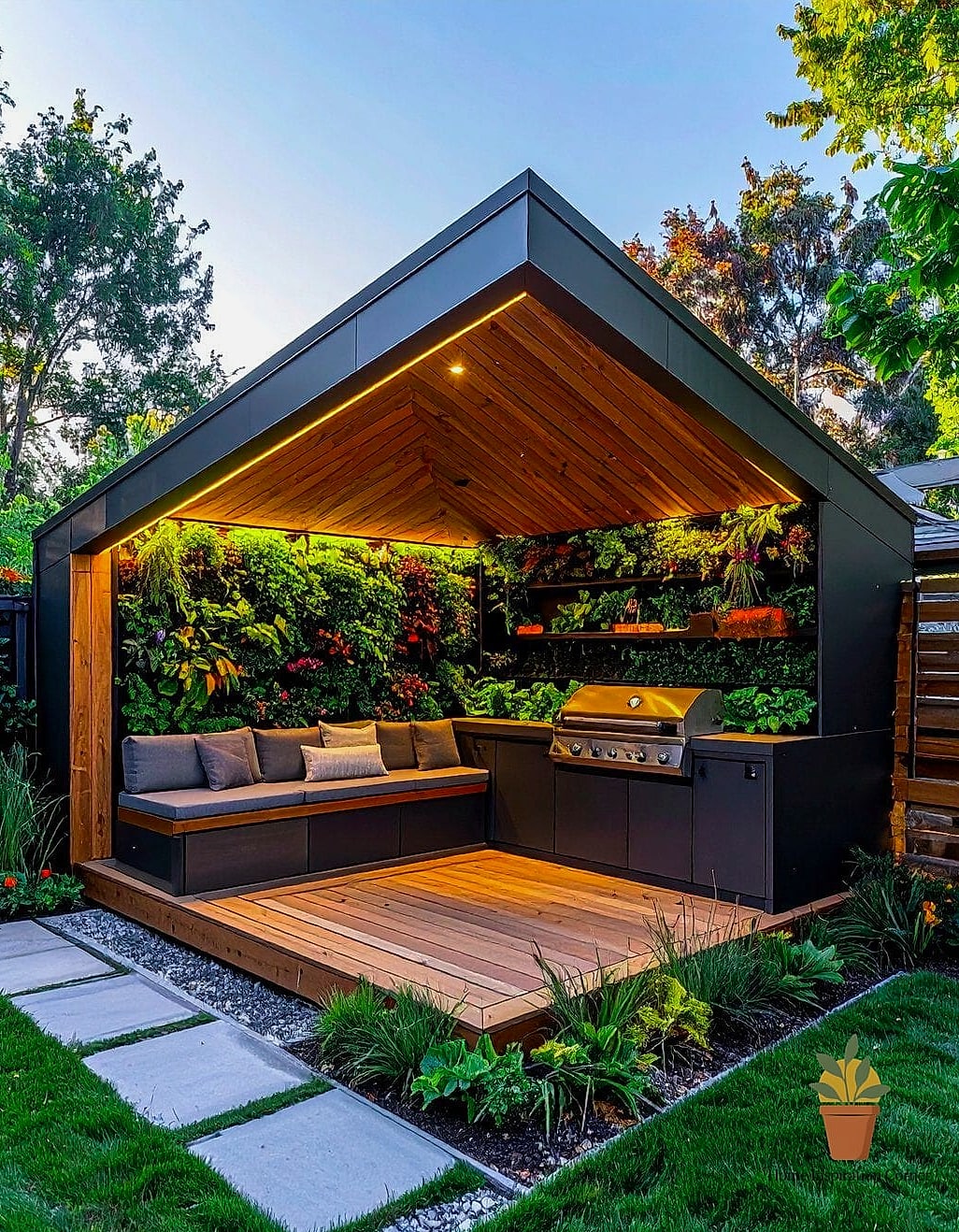 Corner BBQ Nook with Bench Seating