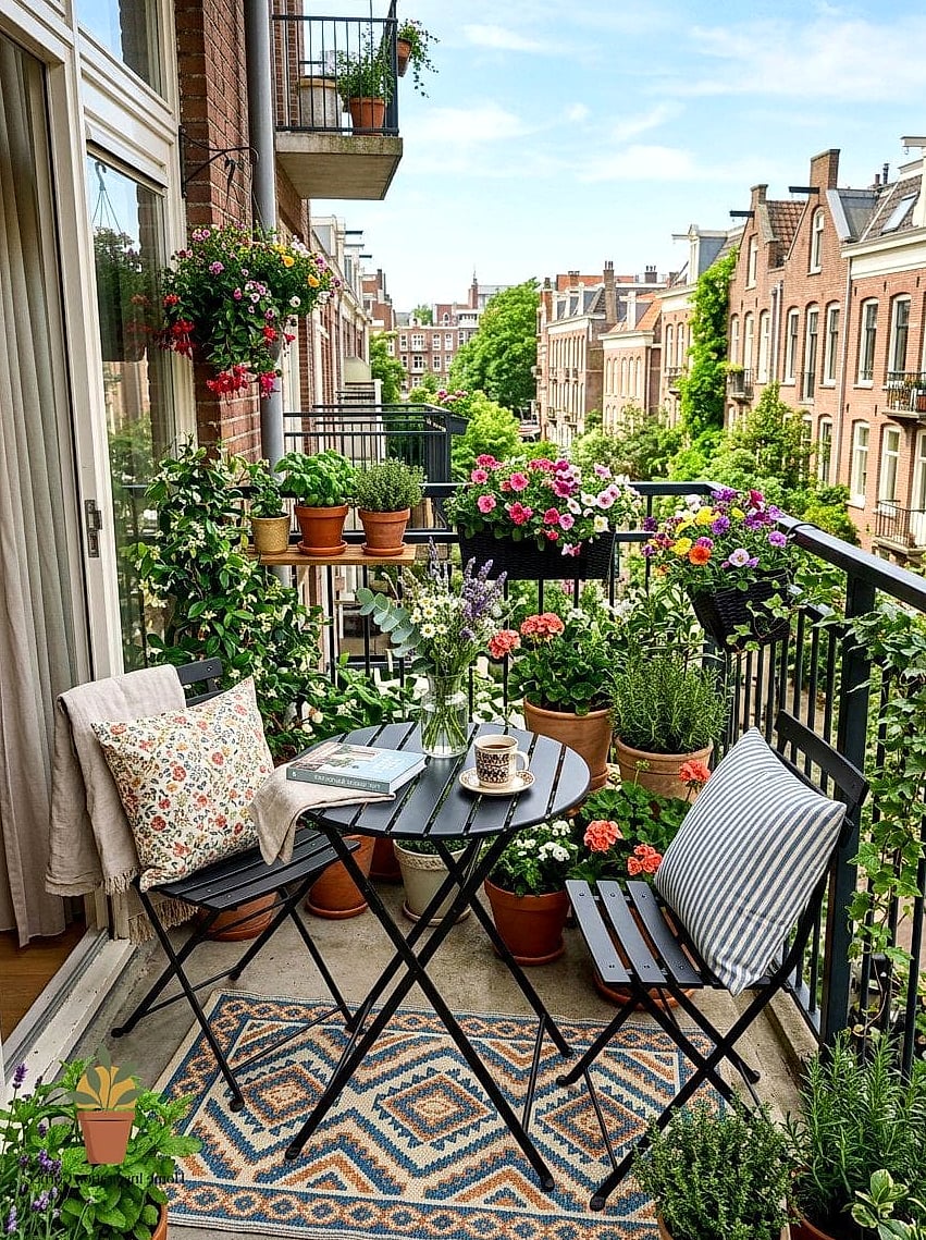 16 Narrow Balcony Ideas Designs That Maximize Style and Function 11 Corner Bistro Nook with Built-In Shelf