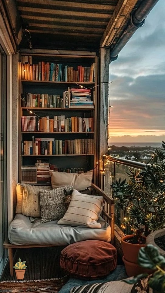 Corner Reading Nook With Bookshelf