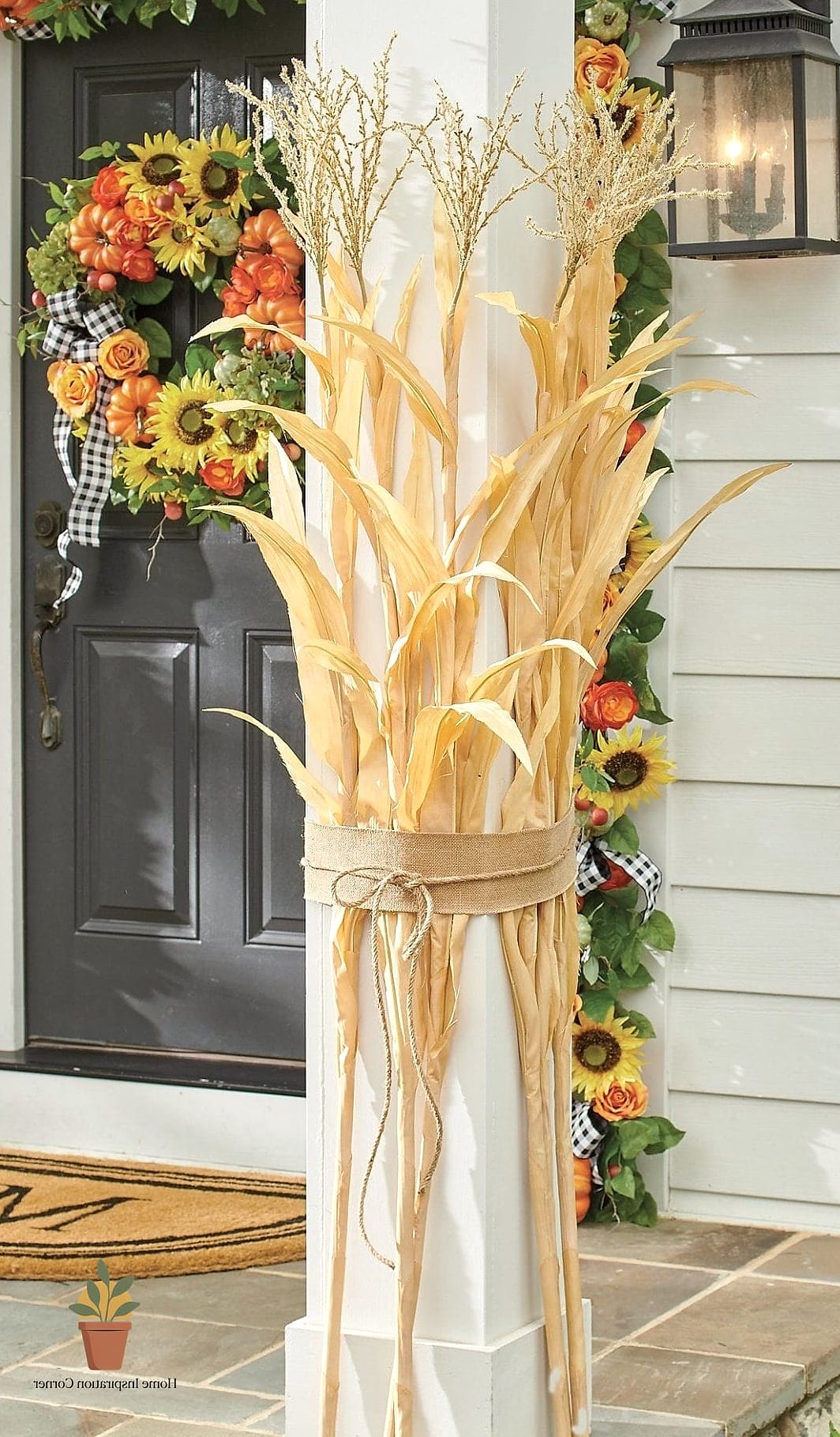 Corn Stalks Bundled as Architectural Accents