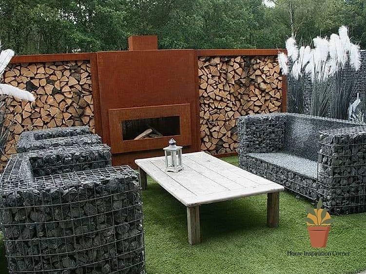 Corten Steel Modern Fireplace