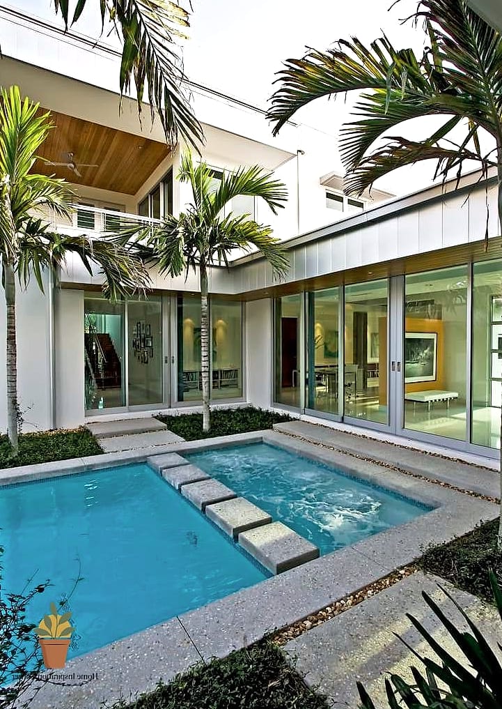 Courtyard Pools Enclosed by Walls