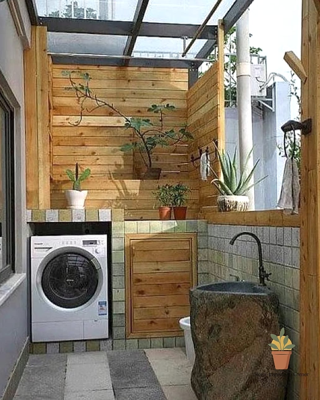 Covered Concrete Laundry Nook