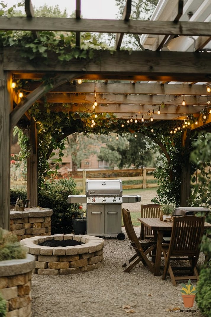 Covered Grill Alcove with Storage Cabinets